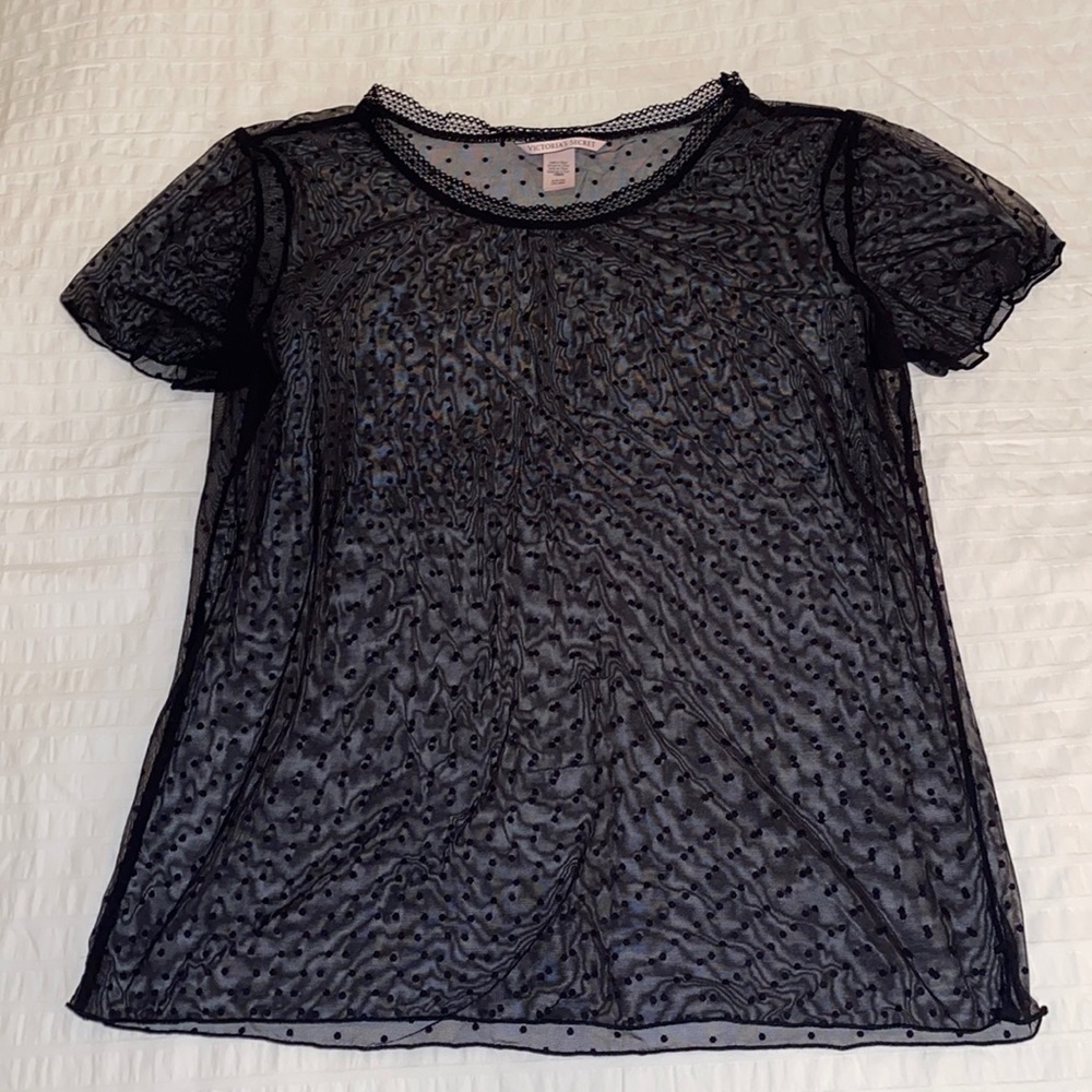 VICTORIAS SECRET - S Black Mesh T-Shirt